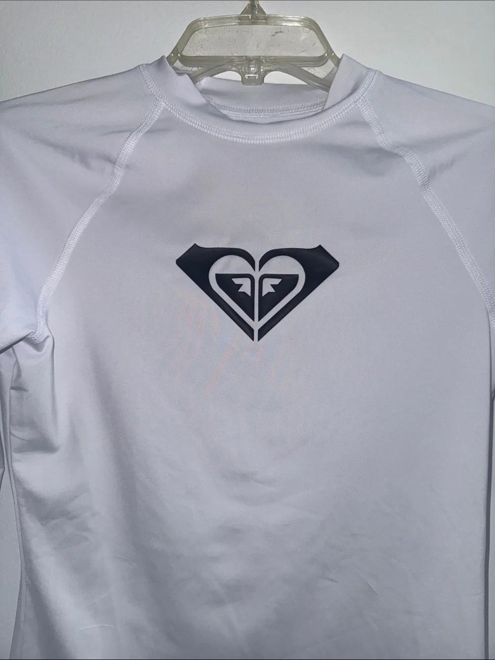 Roxy White Long-Sleeve Rash Guard with Black Logo
